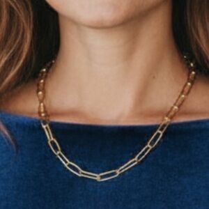 Gold Paperclip Chain Necklace – Minimalist Layering Link Necklace Modern Jewelry